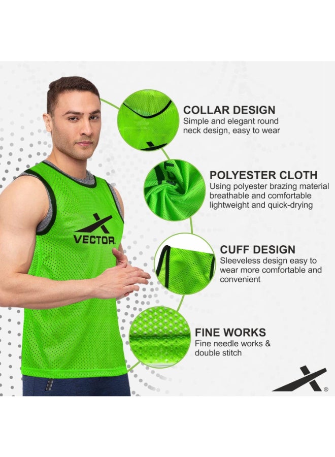 Vector X Training Bibs for Football Soccer Basketball Volleyball for Track and Field Play - Green, M - Image 1